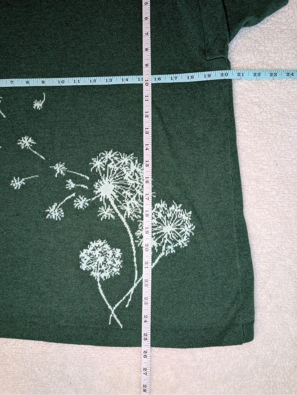 J. Jill Women's Sweater Round Neck Lightweight Dandelion Print Green L PETITE - Picture 9 of 9